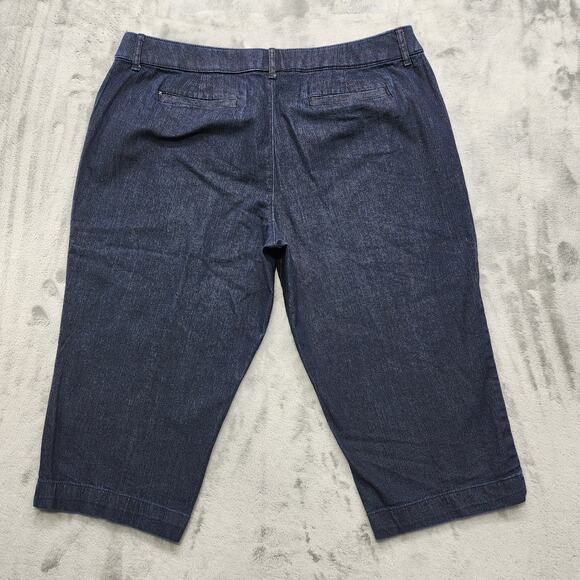 St Johns Bay Jeans Women 18 Blue Dark Wash High Rise Capri Stretch Denim Casual - Picture 3 of 13